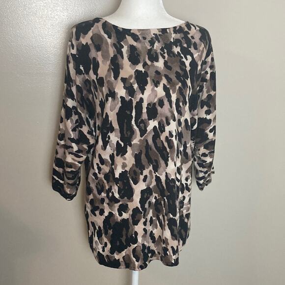 Jones New York Abstract Animal Print Top Sz L - Picture 2 of 10